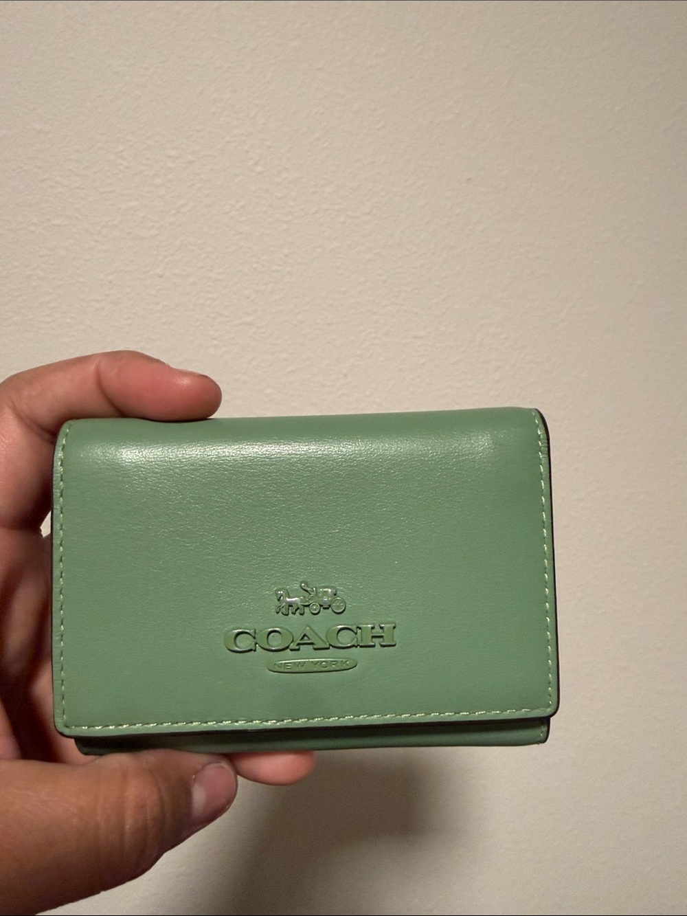 Coach Mint Green Leather Wallet Card Case